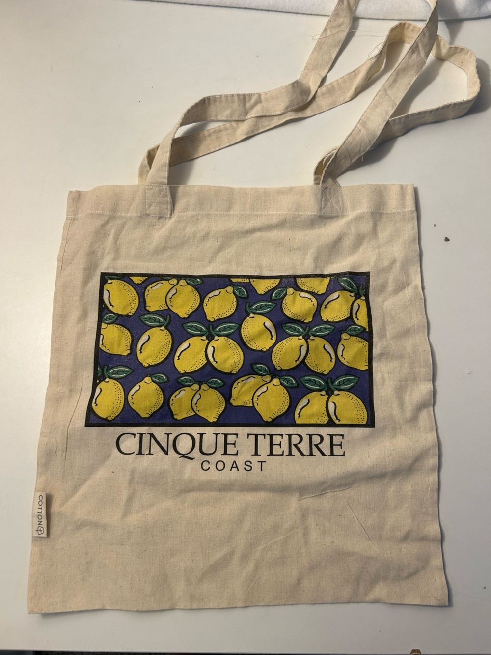Cinque Terre Coast Lemon Canvas Tote Bag - Cream/Yellow